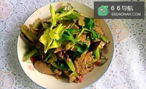 家常芹菜炒猪肝