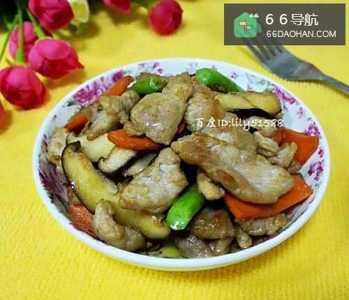 家常菜——鲜香菇胡萝卜炒肉片的做法