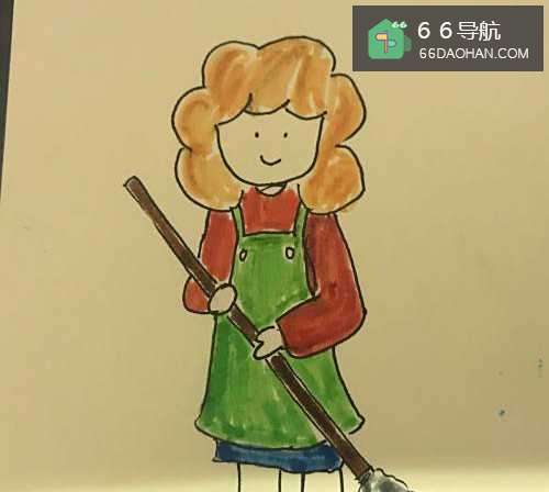 怎样绘制做家务的妈妈卡通画?