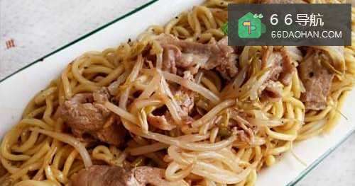 私房食谱:蘑菇酱猪肉炒面