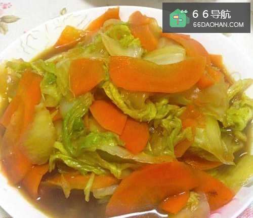 白菜炒胡萝卜素菜的家常做法