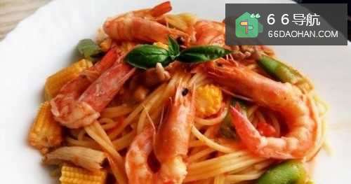 椒红鲜虾意大利面的做法