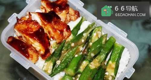 照烧鸡腿排秋葵便当