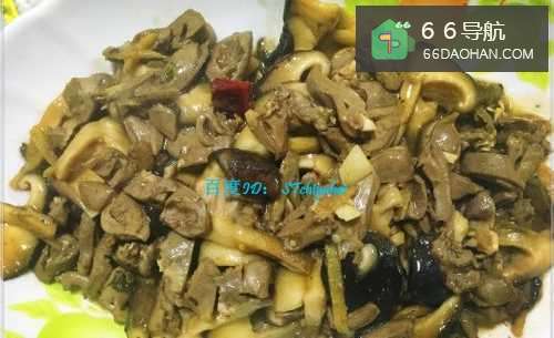 家常菜系鸡心炒香菇