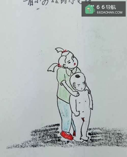 怎样画简笔画“照看弟弟的小女孩”?