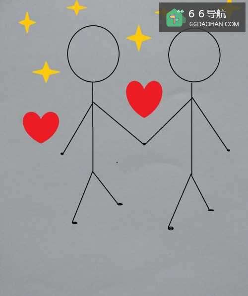 牵手火柴人简笔画法