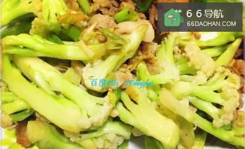 家常菜系花菜三层肉