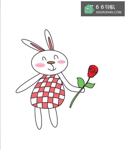 采花的兔妹妹简笔画步骤