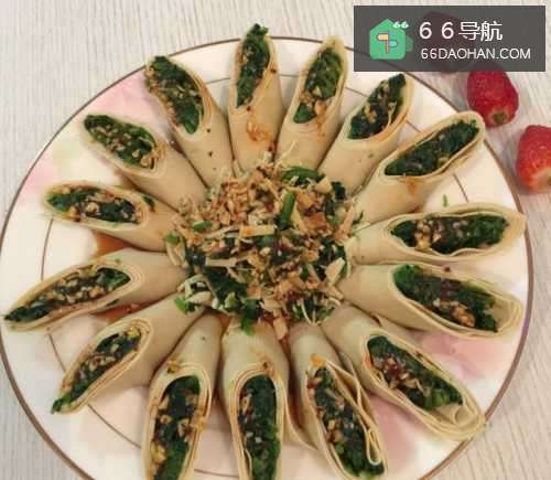 3张豆腐皮和1斤半菠菜，做出一道美食