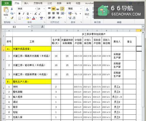 EXCEL多工序多零件怎么排产