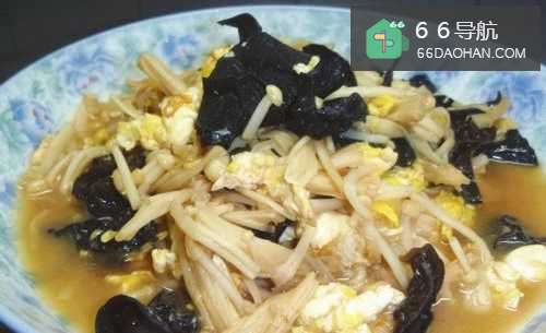 家常菜——木耳鸡蛋炒金针