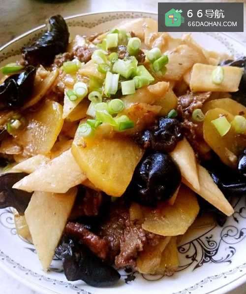 家常菜:山药木耳炒土豆片